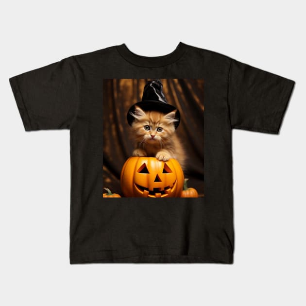 All Hallows' Purr Kids T-Shirt by vk09design